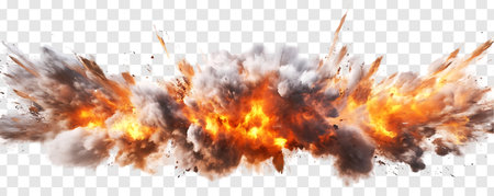 Explosion border isolated on transparent background, burst, explode, burning, white backgroundの写真素材