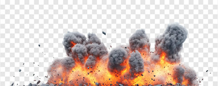 Explosion border isolated on transparent background, burst, explode, burning, white background