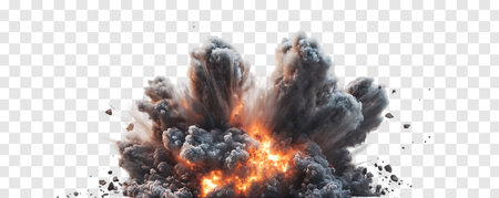 Explosion border isolated on transparent background, burst, explode, burning, white backgroundの写真素材