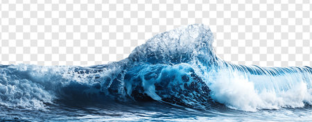 Single Ocean Wave on Transparent Background