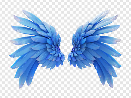 Majestic Blue Angel Wings with a Transparent Backgroundの写真素材