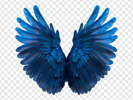 Majestic Blue Angel Wings with a Transparent Backgroundの写真素材