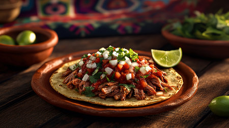 Colorful Mexican Tostadas with Fresh Toppings &amp; Festive Presentationの写真素材