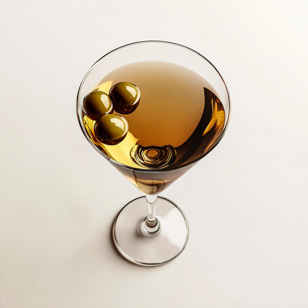 Realistic Martini Glass with Olives â Clean White Backgroundの写真素材