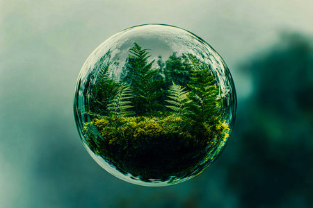 Glass Sphere Forest â€“ Eco World Concept in Rainforest Swamp