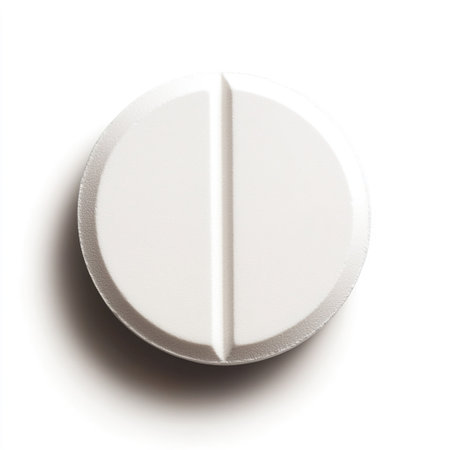 close up of  a white pill on white background with clipping pathの写真素材