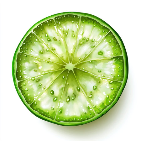 Sliced lime on white background. Realistic vector illustration.の写真素材