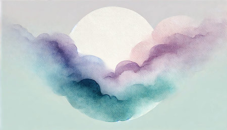 Tranquil Horizon: A Soft Lavender and Teal Gradient Abstractの写真素材