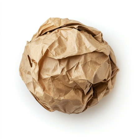 Crumpled paper ball isolated on a white backgroundの写真素材