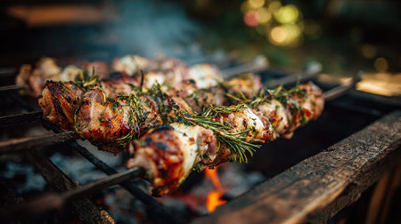 Delicious rosemary and garlic grilled chicken skewers