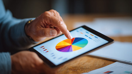 Senior man analyzing financial data on tablet