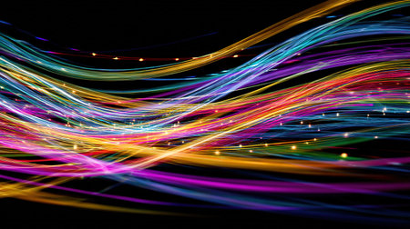 Abstract colorful light trails background