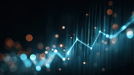 Abstract glowing graph data visualization backgroundの写真素材