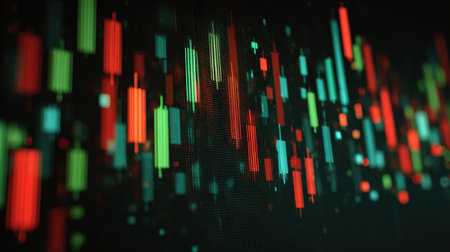 Abstract candlestick chart financial data visualizationの写真素材