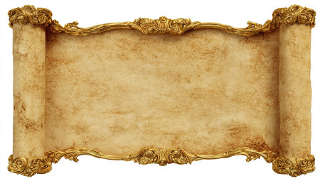 Antique gold frame parchment scroll blank templateの写真素材