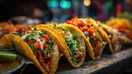 Delicious street tacos with cilantro and salsaの写真素材