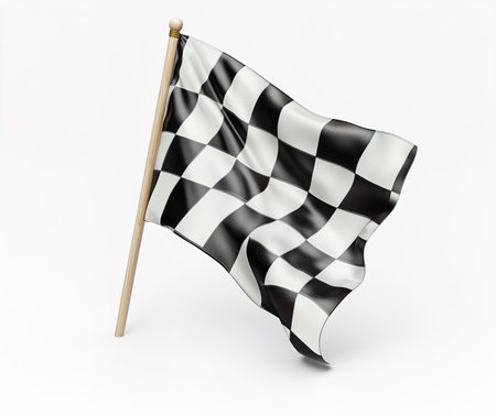 Checkered flag isolated on white background. 3D rendering.の写真素材