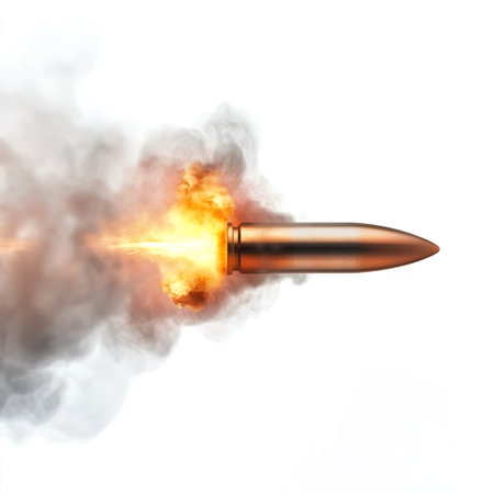 bullet with smoke isolated on a white background. 3d illustrationの写真素材