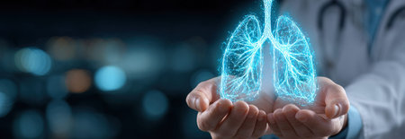 Doctor holding digital lungs healthcare technology
