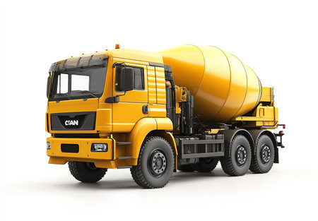 Concrete mixer truck on a white background. 3d rendering.の写真素材