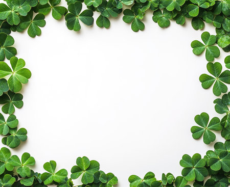 Green clover leaves on white background. St.Patrick's Dayの写真素材