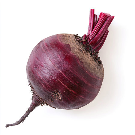 Red beetroot isolated on white background closeup. Top view.