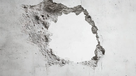 Concrete wall with hole in it. Abstract background for design.