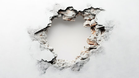 White wall with a hole in the middle. Conceptual image.の写真素材