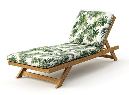 Wooden chaise lounge isolated on white background. 3d renderの写真素材