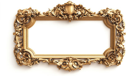 Classic golden frame for paintings, mirrors or photo isolated on white background