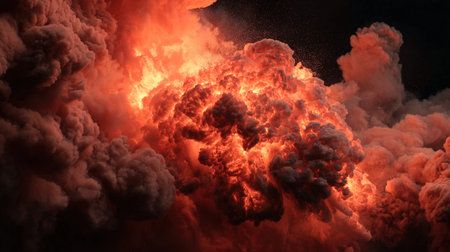Fiery explosion with smoke and embers
