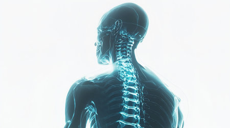 Human anatomy back spine cervical vertebrae xrayの写真素材