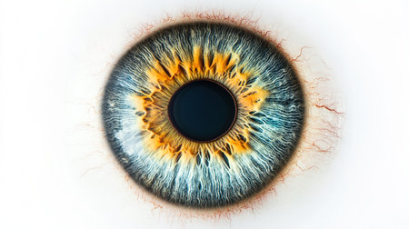 Closeup of a human eye iris with detailed textureの写真素材