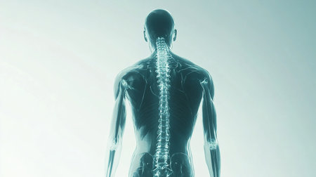 Human anatomy posterior view spinal columnの写真素材