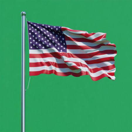 American flag waving on green screenの写真素材