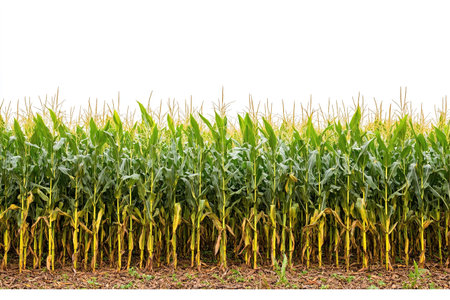 Corn field isolated on white background with clipping path. Corn field.の写真素材