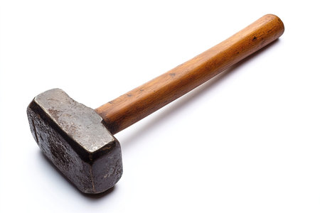 Hammer isolated on white background with clipping path and copy space.の写真素材