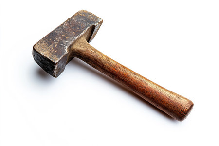 Old hammer on a white background. Isolated object with clipping pathの写真素材