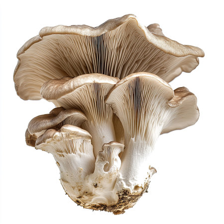 Oyster mushrooms isolated on white background. Close-up.の写真素材