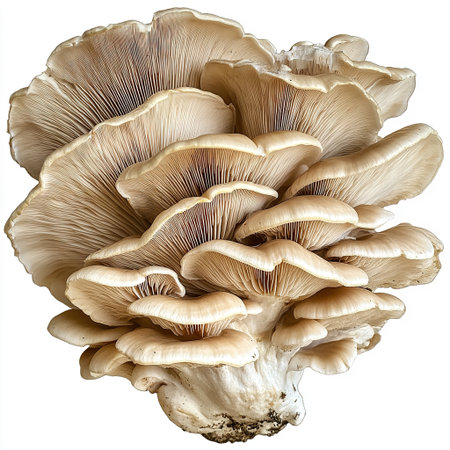 Oyster mushrooms isolated on white background. Close-up.の写真素材