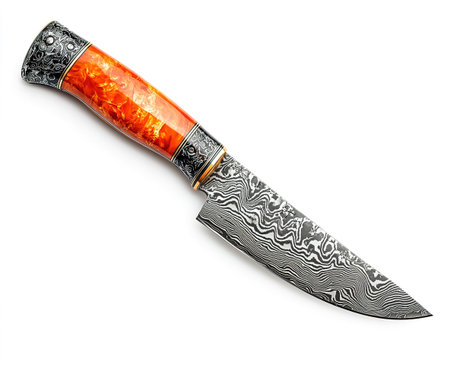 Hunting knife isolated on white background. Clipping path included.の写真素材