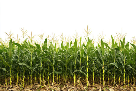 Corn field isolated on white background with clipping path. Corn field.の写真素材
