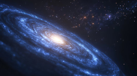 Stunning spiral galaxy in deep space with distant starsの写真素材