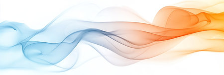 Abstract blue and orange wave background designの写真素材