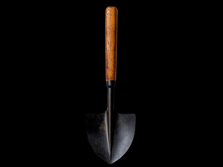 Garden shovel isolated on black background with clipping path. Garden tool.の写真素材
