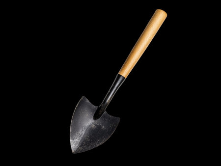Shovel isolated on black background with clipping path. Garden tool.の写真素材