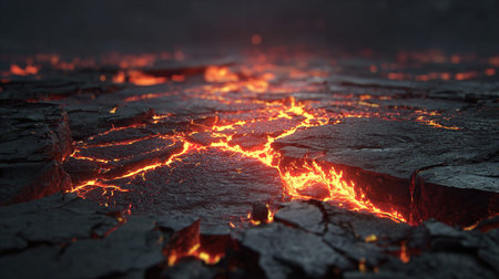 Cracked ground with fire, global warming concept. 3d rendering