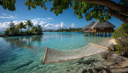 Hammock on a tropical beach in Maldives - nature background