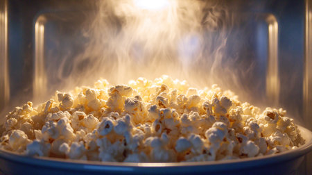 popcorn in the oven, close up of pop corn in the ovenの写真素材