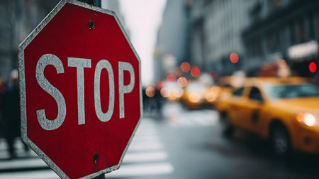 Stop sign on the street in New York City, United States.
